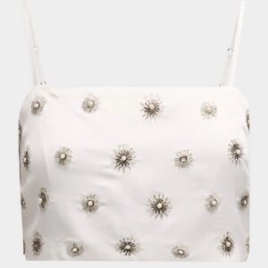 Ramy Brook New York Alaya Embellished White Crop Top